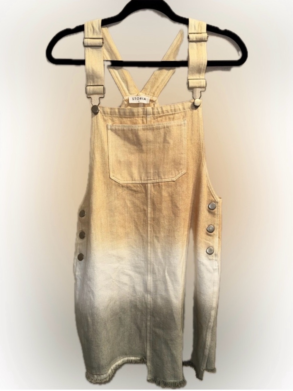 Storia Ombré Denim Overall Dress Small Raw Hem